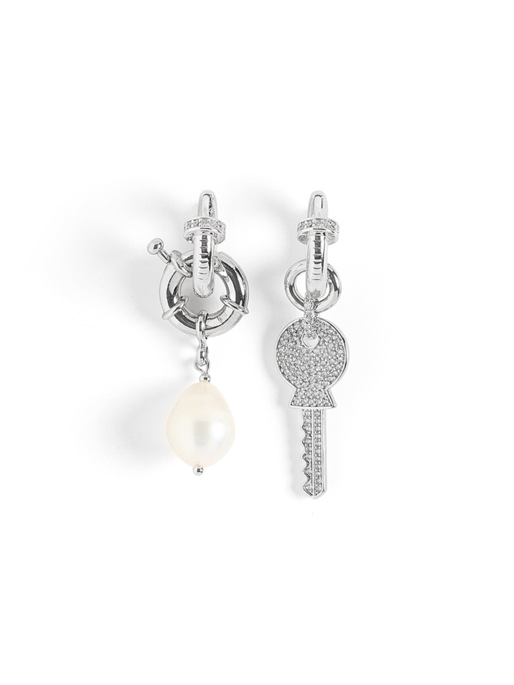 Серьги "Pearl Key Brutal" Silver