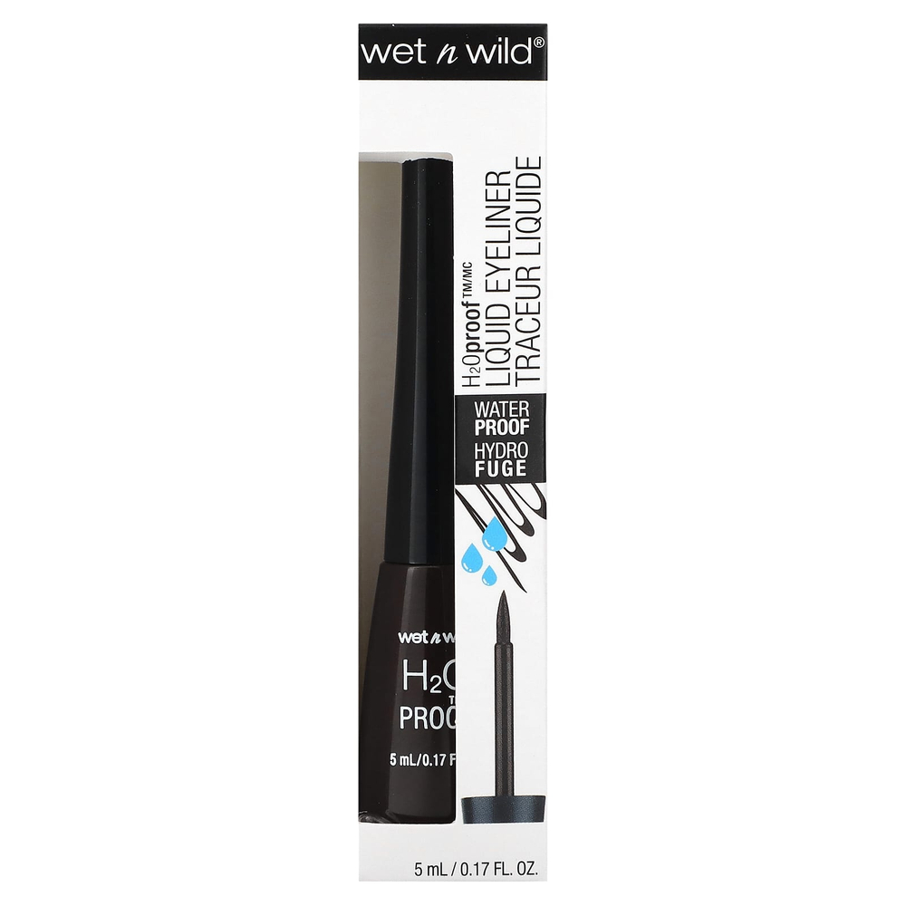 wet n wild, H2O Proof, жидкая подводка для глаз, оттенок 880 темно-коричневый, 5 мл (0,17 жидк. унции)