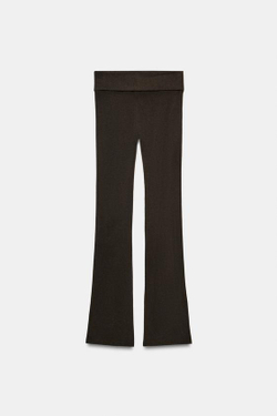 ZARA БЕСШОВНЫЕ БРЮКИ FLARE, КОРИЧНЕВЫЙ МЕЛАНЖ