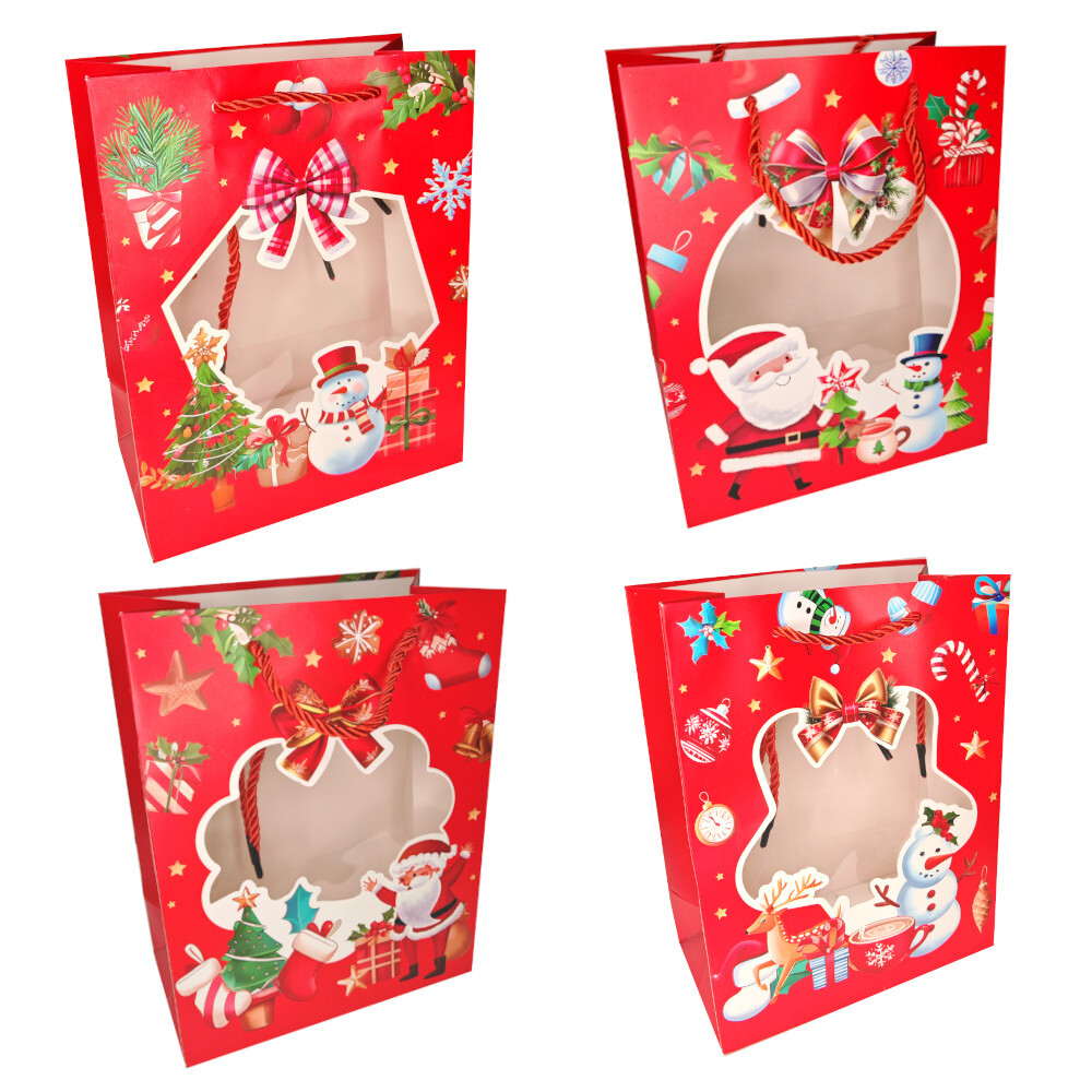 Пакет подар. бум. новогодн. 26*32*10 см 210 гр/м2 "Дед Мороз" микс дизайнов