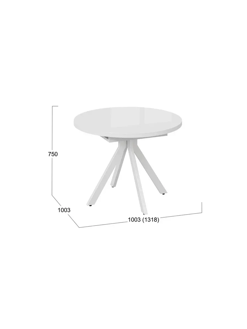 Стол кухонный обеденный круглый раздвижной 100,3х100,3х75 см