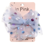 Резинка для волос 1шт «Pomp - Ариэль», микс 4 цвета( белый, пудровый, светло-голуб., светло-фиолет.), 12*10 см