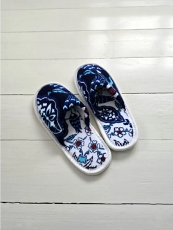 Тапочки махровые синий узор