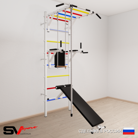Шведская стенка Sv Sport усиленная 656 (Турник рукоход/Брусья/Скамья/Канат/Трапеция)
