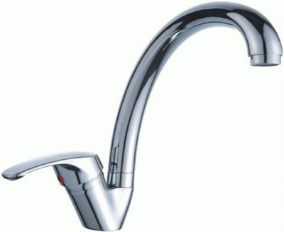 Смеситель на кухню Эверест B41-029M с высоким изливом, картридж 35 мм, хром, крепление шпилька
