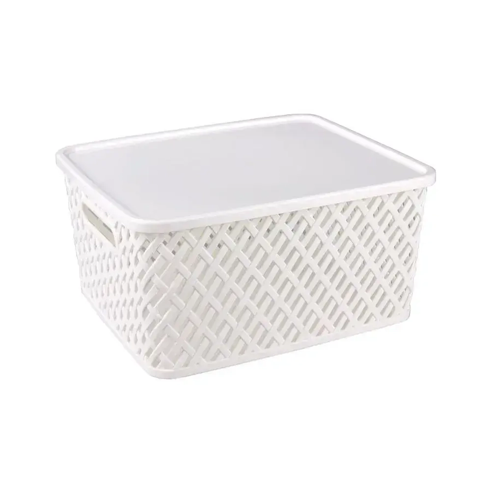 Корзина Плетенка (350х175) с крышкой белый (комплект 8 шт)