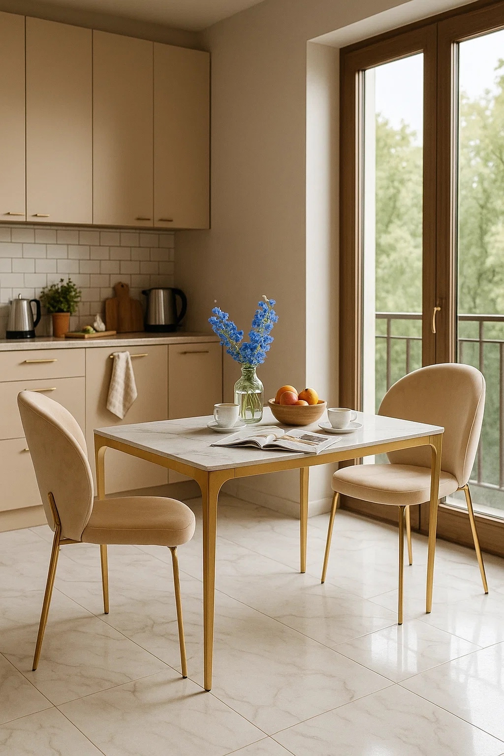 Стол обеденный Ist Casa Камео, 120х80х75 см, белый мрамор (Пандора)