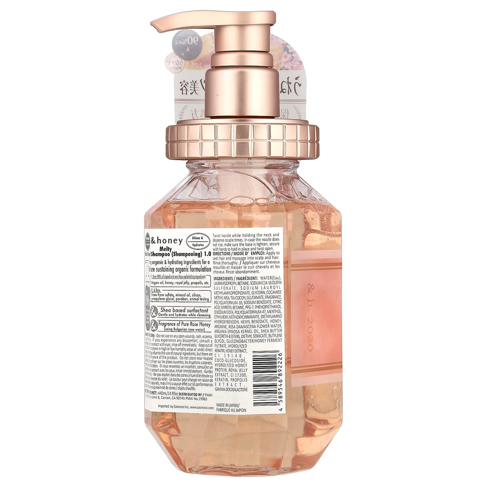 &honey, Melty Moist Repair, восстанавливающий шампунь, чистый розовый мед, 440 мл (14,9 жидк. Унции)