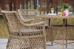 "Доппио" обеденная группа плетеная, цвет соломенный