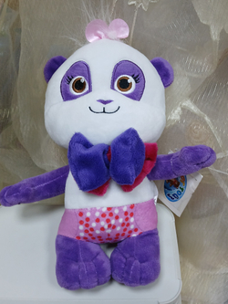 Панда с синим бантом, 26 см