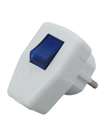 Вилка ЭРА Vx5-W с заземлением с выключателем 16A белая