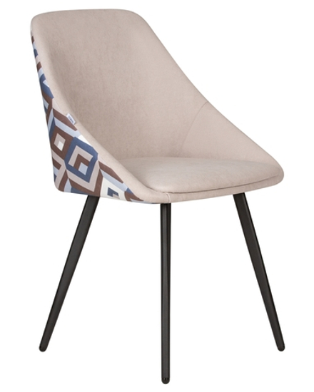 Стул обеденный DOBRIN MARKUS, ЭМАЛЬ ЧЕРНЫЙ МУАР ткань Candy Silver+Escada Ocean