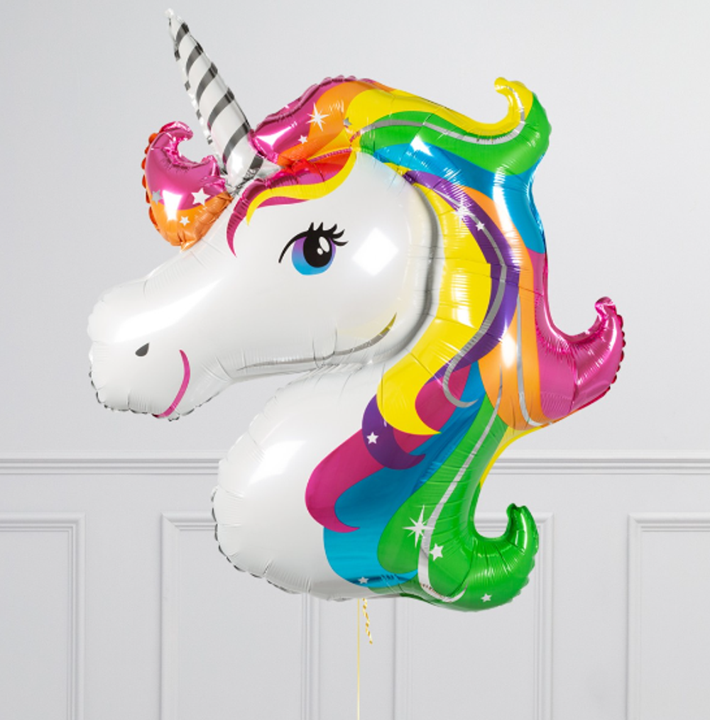Шар фигура "Единорог голова, радужный", 40"/102 см 