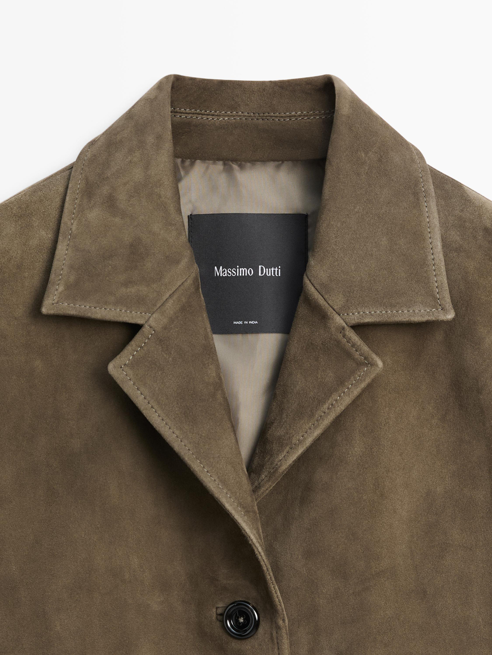 Massimo Dutti Короткая замшевая куртка, хаки