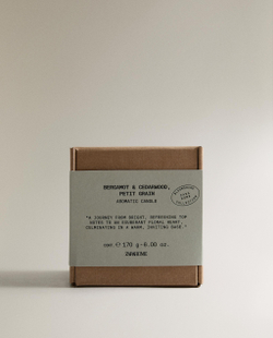 Zara Home Свеча ароматическая Bergamot & Cedarwood 170 г, растительный воск, аромат древесный, Коричневый