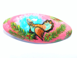 Заколка с ручной росписью Палех "Глухарь"