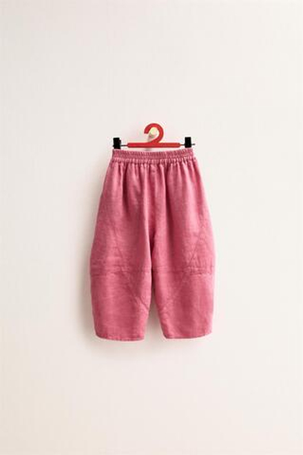 ZARA TIMELESS — БРЮКИ-БАЛЛОНЫ ИЗ 100% ЛЬНА, РОЗОВАТЫЙ