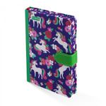 Записная книжка, А5, Yalong, 7БЦ, матовая ламинация, ляссе, клапан на магните, клетка, цветной срез, 140 л., "Паттерн единороги", ассорти