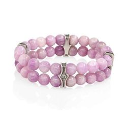 Браслет Всевидящее Око из Мельхиора Двойной с кунцитом 8 мм