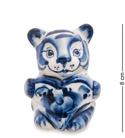 ГЛ- 037 Фигурка «Тигренок с сердцем» (Гжельский фарфор)