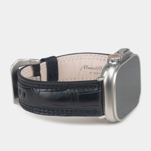 Ремешок для Apple Watch Ultra 49mm из кожи аллигатора, черного цвета