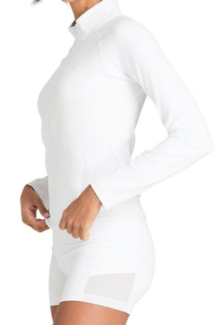Женская теннисная футболка   Wilson Baseline Half-Zip Long Sleeve Tee - bright white