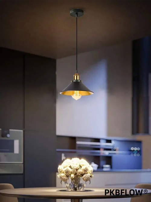 Светильник подвесной,черный с медью,Подвесной светильник лофт,Черный ретро,В комплекте без лампочек,E27