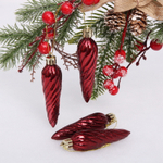 Ёлочные игрушки «Сосулька спиралька» 8,5см (набор 4шт), темный рубин