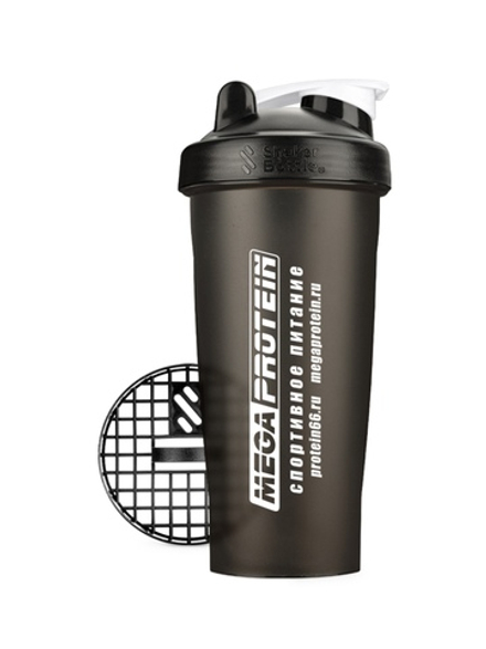Шейкер 600 мл черный (MegaProtein)
