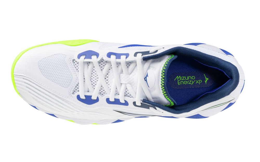 Мужские теннисные кроссовки Mizuno Wave Enforce Tour 2 AC - white/dazzling blue/light yellow