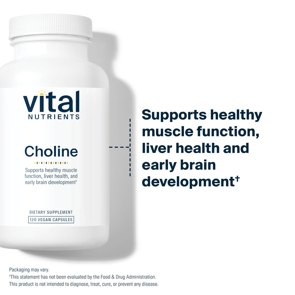 Vital Nutrients, холин, 120 веганских капсул (275 мг в 1 капсуле)