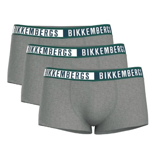 Мужские трусы боксеры серые набор 3в1 Bikkembergs TWICE BKK52UTR29TR