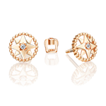 Серьги-пусеты «Роза ветров» из красного золота с фианитом