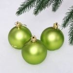 Новогодние шары 6 см (набор 3 шт) «Матовый», салатовый
