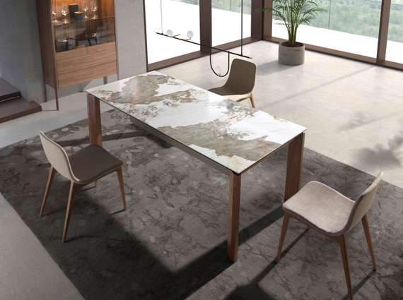 Раздвижной обеденный стол 1118/MC1863DT из мраморной керамики