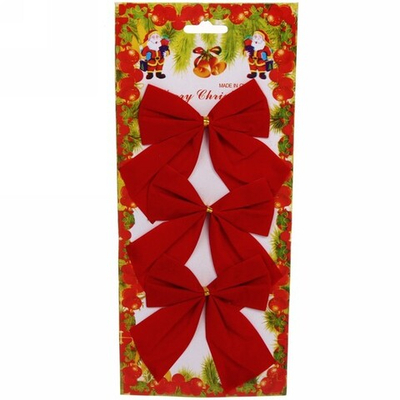 Бант на ёлку «Красный бархат» 9 см (набор 3 шт)