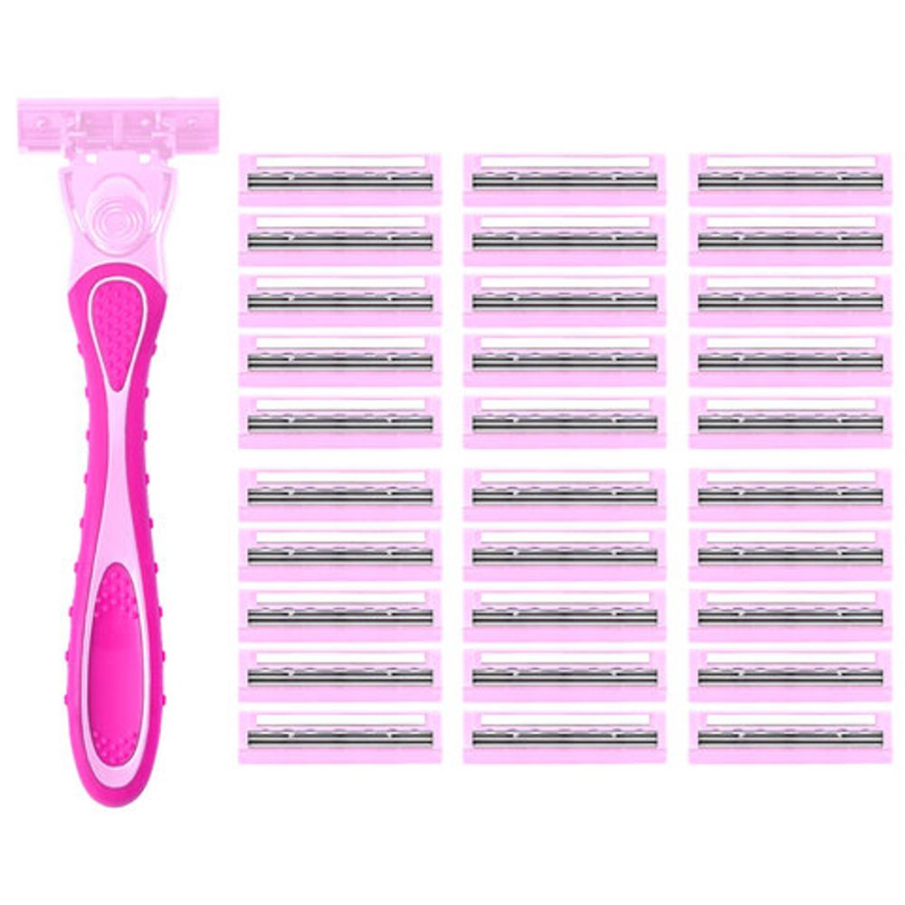 Бритвенный станок многоразовый женский, 3 лезвия, 31 кассета, розовый, X-ONE (ИКС-УАН), 700025