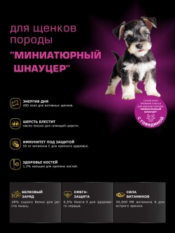 Корм для щенков породы Миниатюрный шнауцер, с говядиной