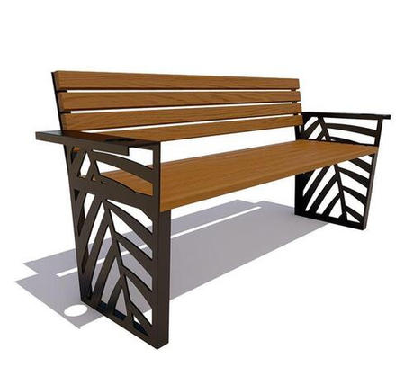 Скамейка стальная "Крым" лиственница 1,2м, тик