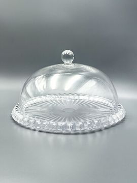 Блюдо стеклянное 33 см. с крышкой
