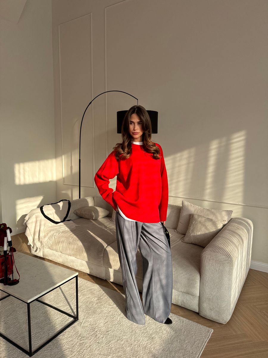 Джемпер из шерсти мериноса красный