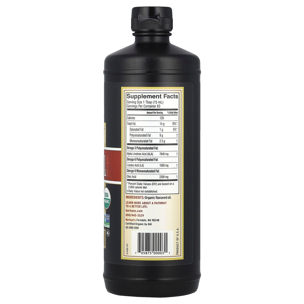 Barlean's, Органическое свежее льняное масло, 946 мл (32 жидких унции)