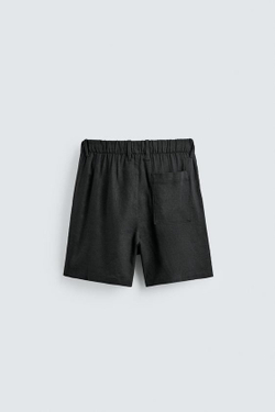 ZARA ШОРТЫ RELAXED FIT ИЗ ЛЬНА И ВИСКОЗЫ, ЧЕРНЫЙ