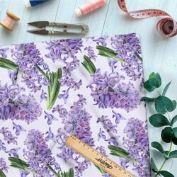 Ткань шифон крупные и нежные ветви сирени