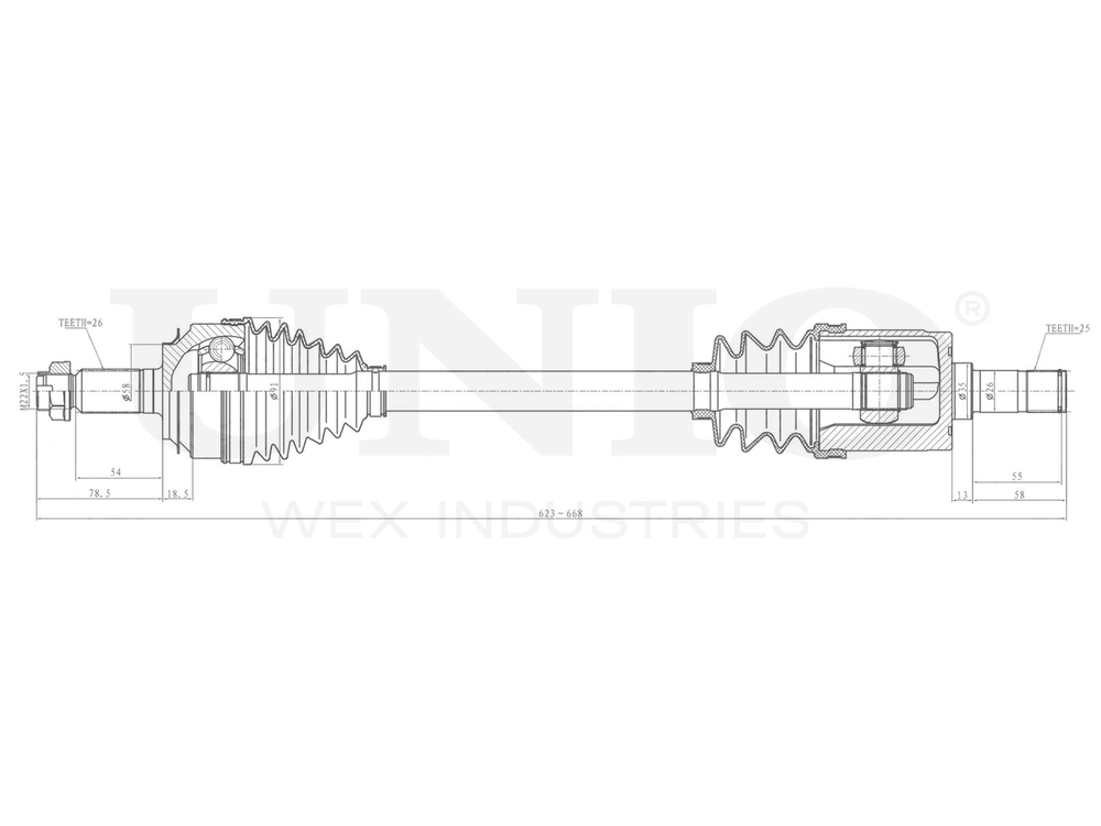 Привод в сборе передний левый UNIO CVJ-10009