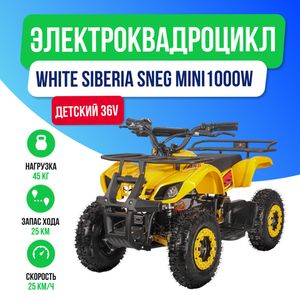 Детский электроквадроцикл WHITE SIBERIA SNEG MINI 1000W - Желтый фото №2
