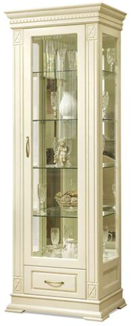 Шкаф-витрина "Верди Классик" П1.0487.0.11 (Слоновая кость, Массив)