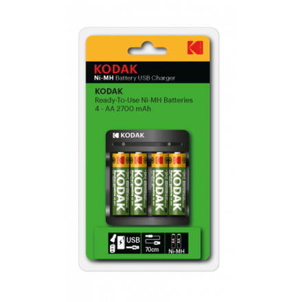 Зарядное устройство для аккумуляторов Kodak USB Overnight charger with 4 x AA 2700 mAh [K4AA/AAA]