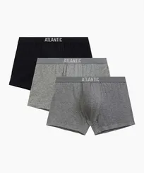 Трусы мужские боксеры (3шт) Atlantic Basic 3BMH-011, хлопок, черный + серый меланж + темно-серый меланж