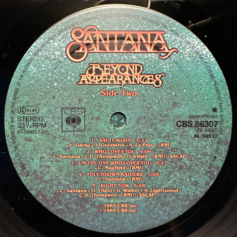 Santana - Beyond Appearances (Голландия 1985г.)